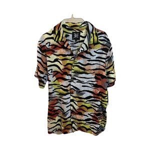 Ed Hardy NEW Sz Medium Tiger Button Down Camp Shirt NWOT‎